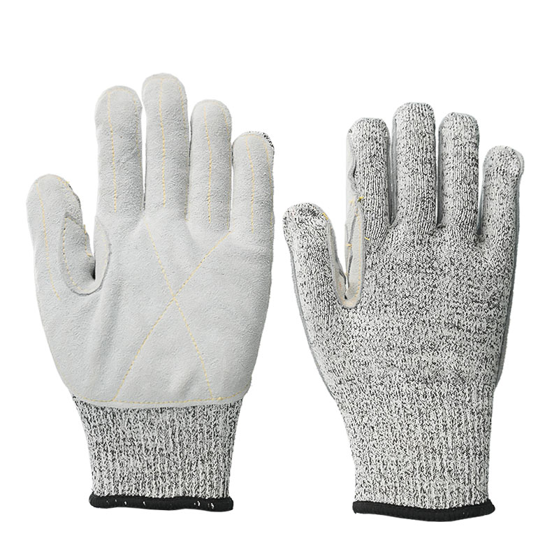 13 Guage Square Patterned Leather Gloves Level 5